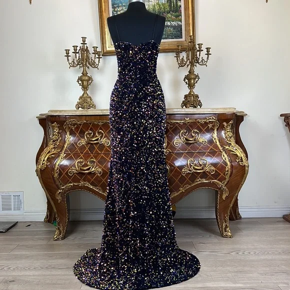 Women,formal all over sequins Glimmering sparkling special Occasion prom dress - Picture 5 of 5